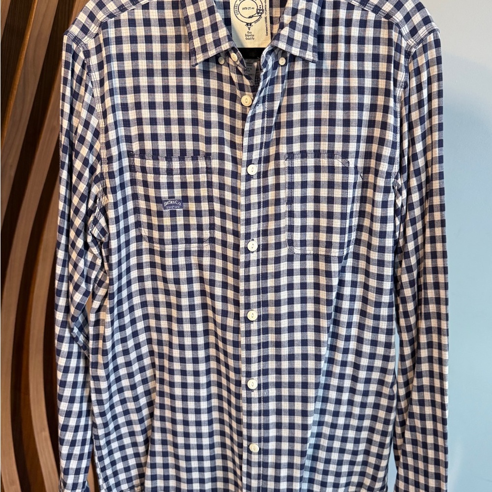 Diesel Blue and White Casual Button Down Shirt